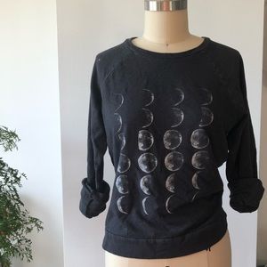 Crew neck sweatshirt. Phases of the moon print.
